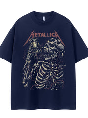 Metallica metal band retro American street vtg loose shoulder pure cotton round neck rock short sleeved T-shirt