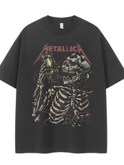 Metallica metal band retro American street vtg loose shoulder pure cotton round neck rock short sleeved T-shirt