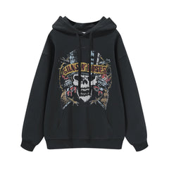 Guns n Roses Rock Band American Street Men's and Women's Black Grey White Cotton Hooded Round Neck Hoodie (3)
