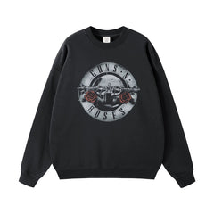 Guns n Roses Rock Band American Street Men's and Women's Black Grey White Cotton Hooded Round Neck Hoodie (1)