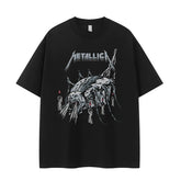 Metallica metal band retro American street dark niche design gray vtg rock short sleeved T-shirt