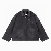 ERD Detroit lapel canvas distressed denim coat