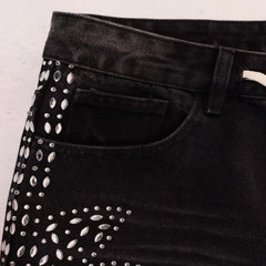 Vale Forever Skittle Beaded Washed Buffalo Denim Shorts