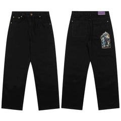"Defend Awakening" Denim Black Straight Leg Jeans