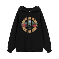 Guns n Roses Rock Band American Street Men's and Women's Black Grey White Cotton Hooded Round Neck Hoodie (2)