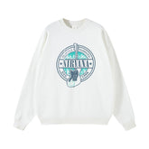 NIRVANA Nirvana Rock Band American Street Gun Flower Nirvana Black Gray White Pure Cotton Hooded Round Neck Sweatshirt (7)