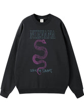 NIRVANA Nirvana Rock Band American Street Gun Flower Nirvana Black Gray White Pure Cotton Hooded Round Neck Sweatshirt (10)