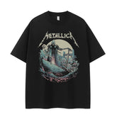 Metallica metal band retro American street hip-hop dark niche design rock short sleeved T-shirt