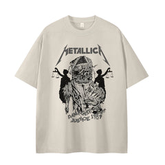 Metallica金属乐队复古美式街头小众设计感vtg落肩摇滚短袖T恤衫
