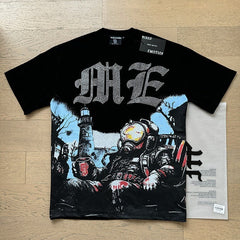 MIXED EMOTION Vintage Rhinestone Deep-Sea Diver Graphic T-Shirt (Black / Blue)