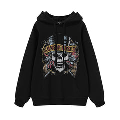 Guns n Roses Rock Band American Street Men's and Women's Black Grey White Cotton Hooded Round Neck Hoodie (3)