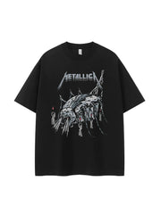 Metallica metal band retro American street dark niche design gray vtg rock short sleeved T-shirt