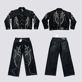 Thug Club Tassel Embroidered Denim Fashion Set