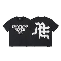 MIXED EMOTION Vintage "Emotions Never Die" Graphic T-Shirt (Black)