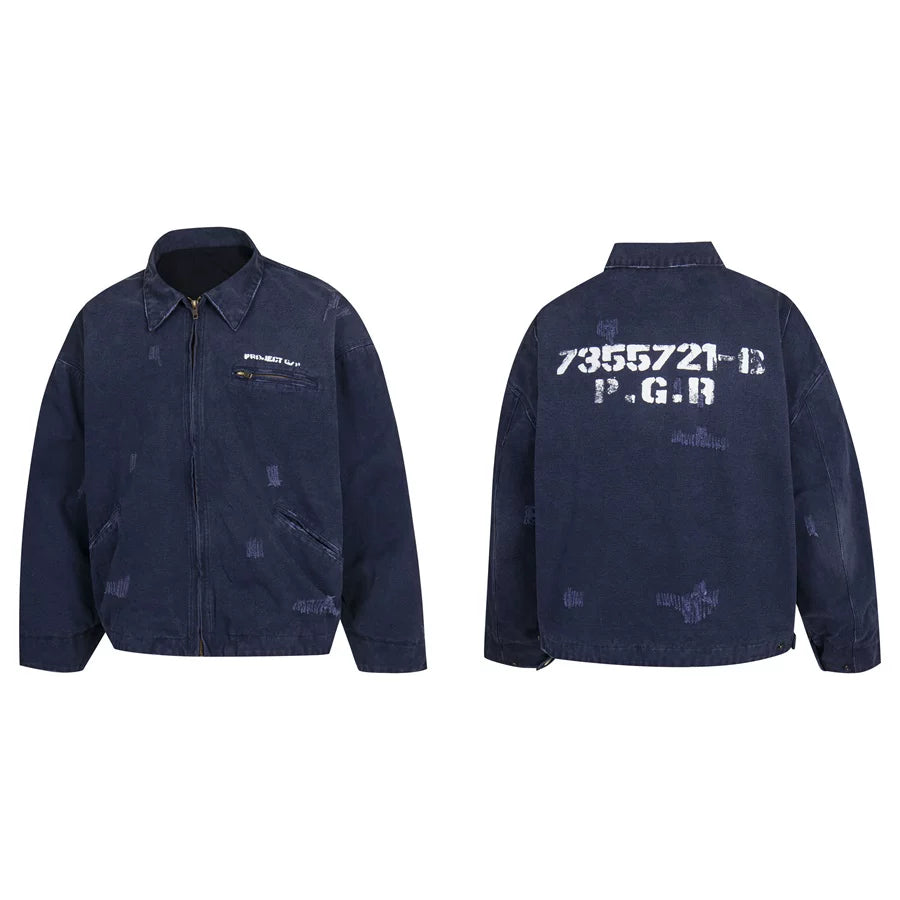 Project Washed Hand Cut Zip Denim Jacket