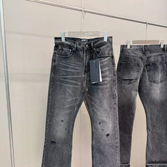 ERD washed denim jeans with distressed and patched holes
