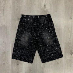 Vale Valley Forever Full-Print Beaded Denim Shorts