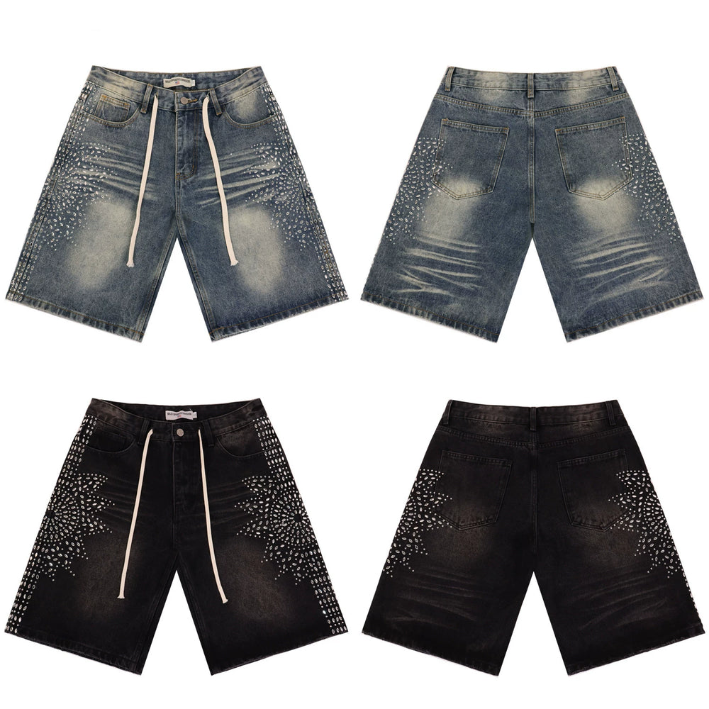 Vale Forever Skittle Beaded Washed Buffalo Denim Shorts