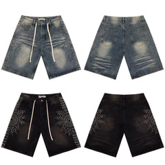 Vale Forever Skittle Beaded Washed Buffalo Denim Shorts