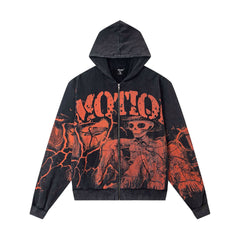 MIXED EMOTION Hellfire Skeleton Graphic Zip Hoodie