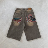 Derschutze Vintage Embroidered Denim Pants