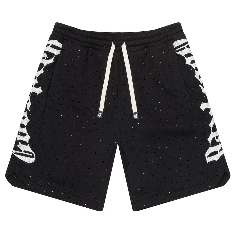 GODSPEED Embroidered Letters Full Diamond Casual Shorts