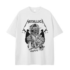 Metallica金属乐队复古美式街头小众设计感vtg落肩摇滚短袖T恤衫