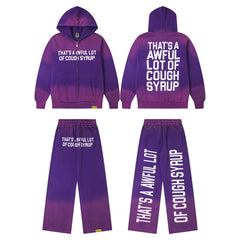 That's A AWFUL LOT OF COUGH SYRUP letter print casual set