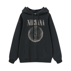 NIRVANA Nirvana Rock Band American Street Gun Flower Nirvana Black Gray White Pure Cotton Hooded Round Neck Sweatshirt (9)