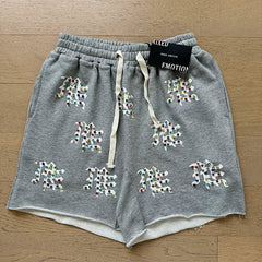 MIXED EMOTION Vintage Multi-Color Rhinestone Monogram Sweatshorts