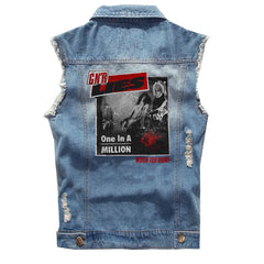 Guns N Roses sleeveless vest, punk style rock denim vest, pure cotton denim jacket (1)