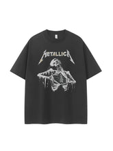 Metallica metal band retro American street dark skeleton niche design rock short sleeved T-shirt