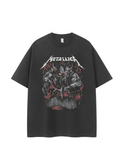 Metallica metal band retro American street vtg loose shoulder pure cotton round neck rock short sleeved T-shirt