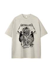 Metallica金属乐队复古美式街头小众设计感vtg落肩摇滚短袖T恤衫