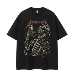 Metallica metal band retro American street vtg loose shoulder pure cotton round neck rock short sleeved T-shirt