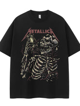 Metallica metal band retro American street vtg loose shoulder pure cotton round neck rock short sleeved T-shirt