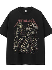 Metallica metal band retro American street vtg loose shoulder pure cotton round neck rock short sleeved T-shirt