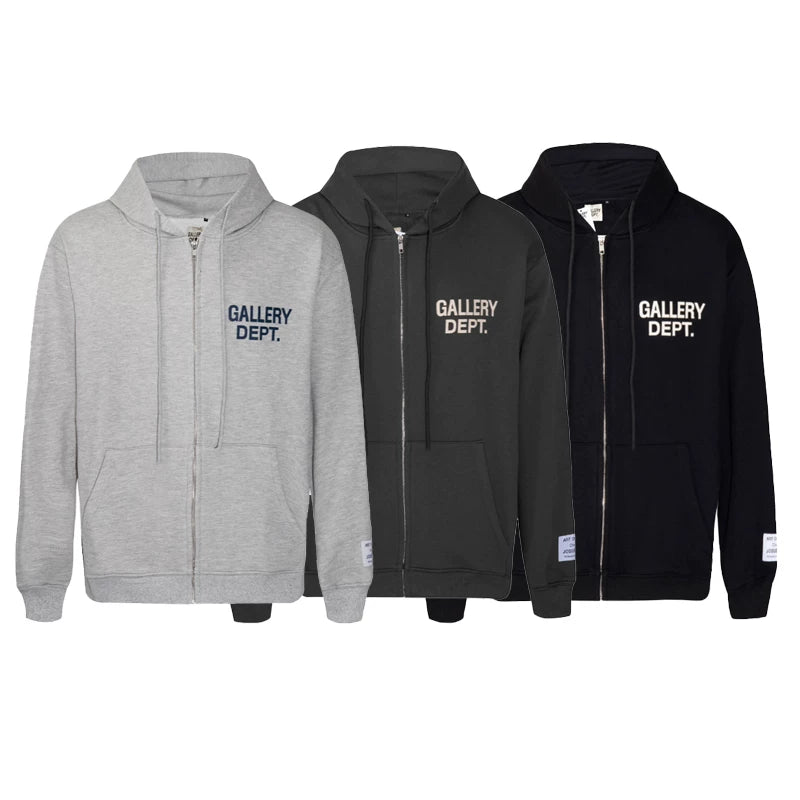Gallery Dept letter logo slogan-print zip-up jacket