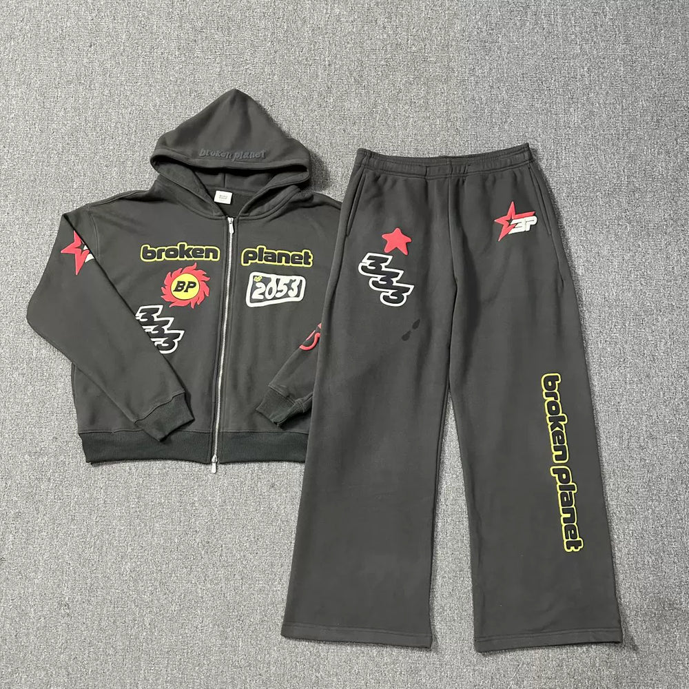 Broken Planet zip sweater suit