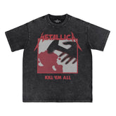 Metallica Digital Direct Water Spray Laundry Vintage Rock Band American Street Hip Hop Punk Short Sleeve T-shirt