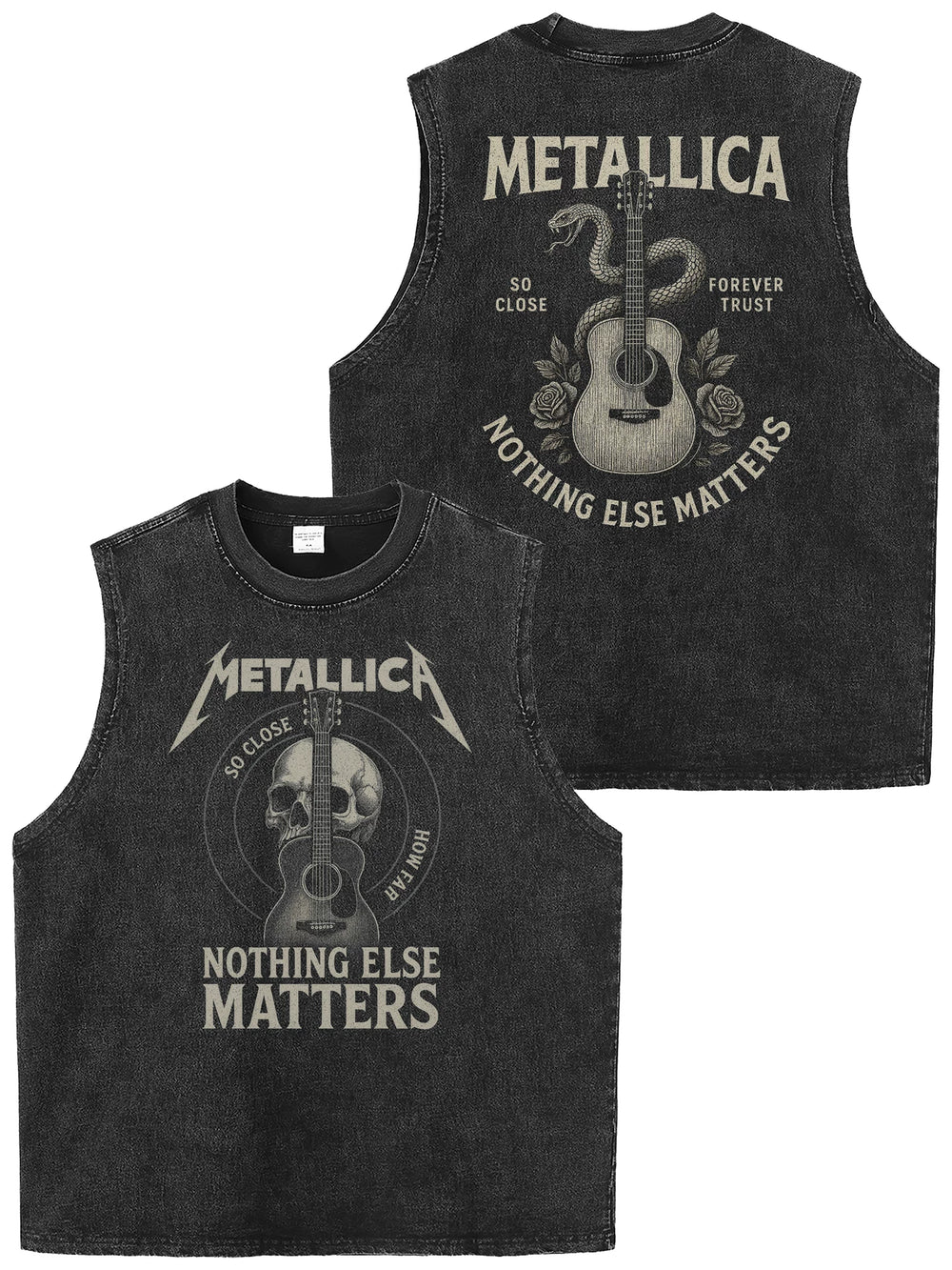 Metallica Heavy American Retro Washed Outdated Loose Rock Sleeveless T-shirt, Camback Tank Top