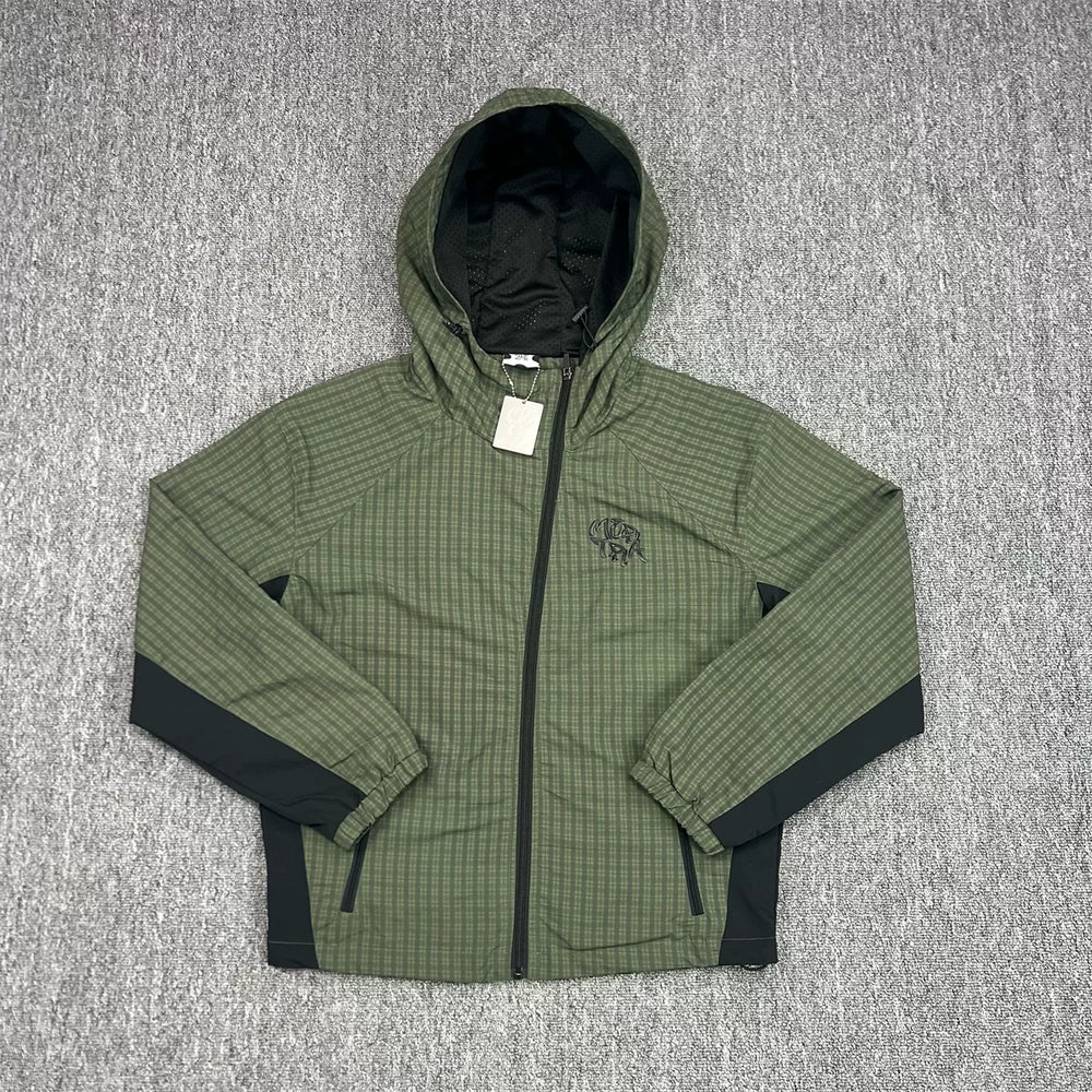 Mertra CHECK Zip-Mouth Loose Contrast Patchwork Jacket