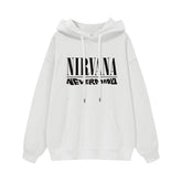NIRVANA Nirvana Rock Band American Street Gun Flower Nirvana Black Gray White Pure Cotton Hooded Round Neck Sweatshirt (6)