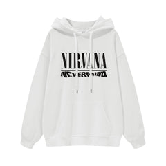 NIRVANA Nirvana Rock Band American Street Gun Flower Nirvana Black Gray White Pure Cotton Hooded Round Neck Sweatshirt (6)