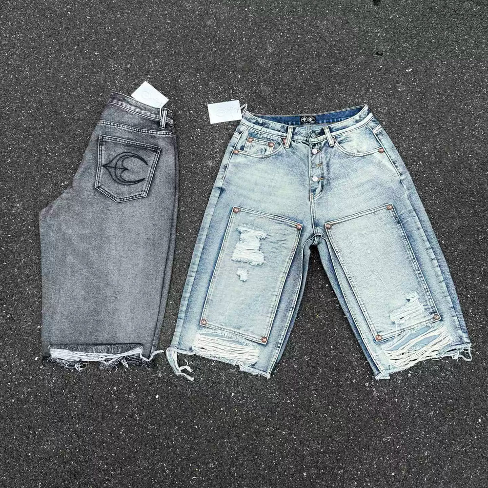 Thug Club ripped mid-thigh loose jeans