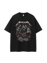 Metallica metal band retro American street vtg loose shoulder pure cotton round neck rock short sleeved T-shirt
