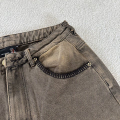 Derschutze Vintage Embroidered Denim Pants