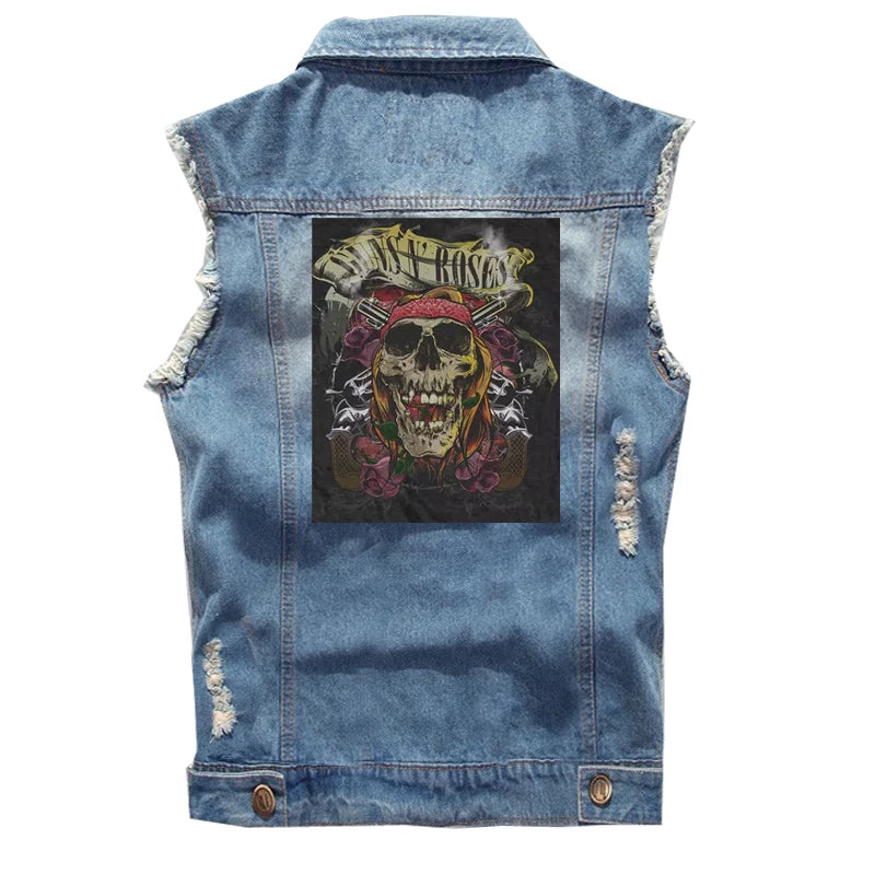 Spring Guns N 'Roses punk dark rocking sleeveless denim vest, vest, vest, denim shirt (2)
