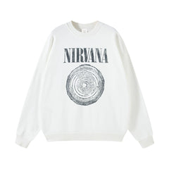NIRVANA Nirvana Rock Band American Street Gun Flower Nirvana Black Gray White Pure Cotton Hooded Round Neck Sweatshirt (8)