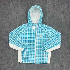Mertra CHECK Zip-Mouth Loose Contrast Patchwork Jacket